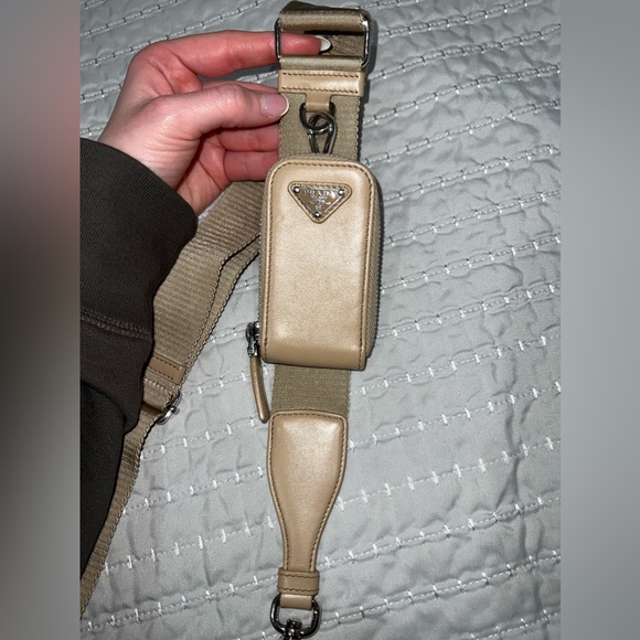 Prada Triangle Leather Shoulder Bag in Sand Beige LIKE NEW - Picture 7 of 16
